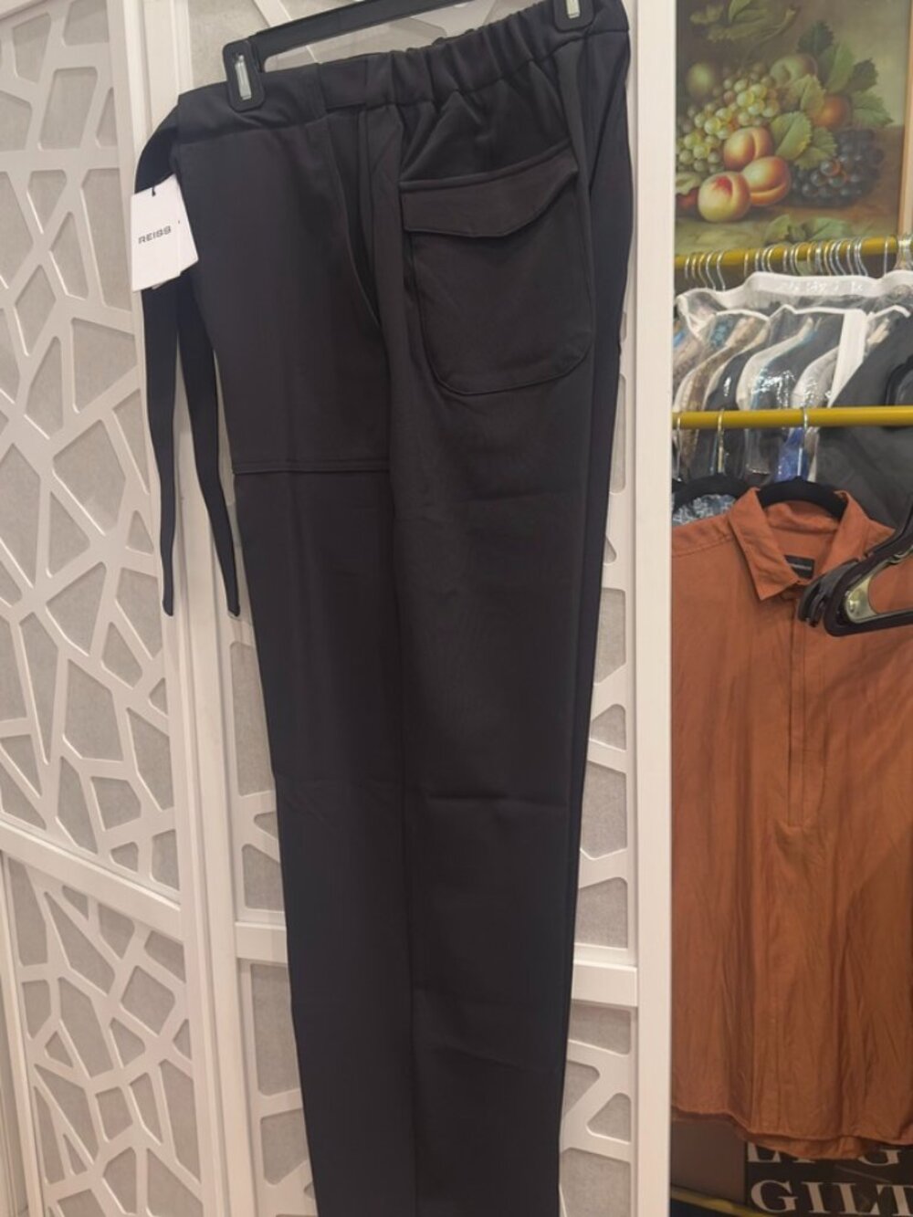 NWT Reiss Set-Relaxed Belted Techni Pants Black (Size 34)